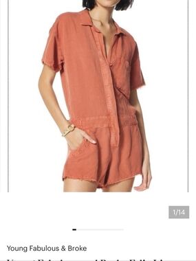 YFB Women's Short Sleeve Button-Down Shirt Romper in Rust